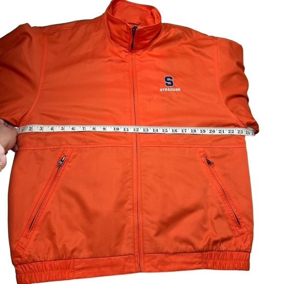 SYRACUSE + CUTTER & BUCK Golf Jacket Orange Lightweight Spring Full Zip Pocket L - Picture 6 of 8